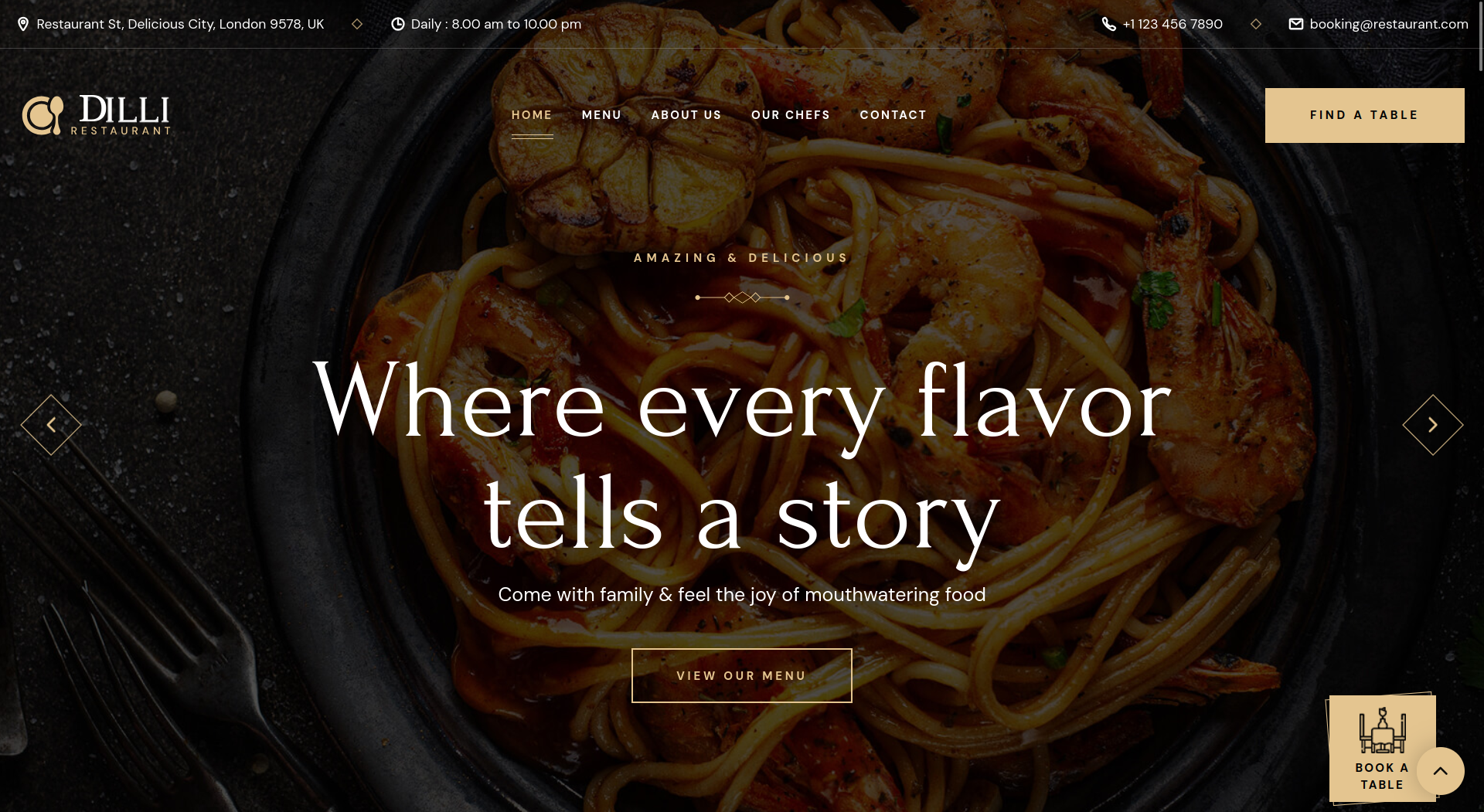 Dilli Restaurant modern web application interface